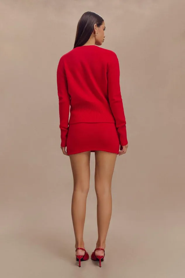 Women Meshki Bottoms Brianne Knit Mini Skirt 8211 Ruby