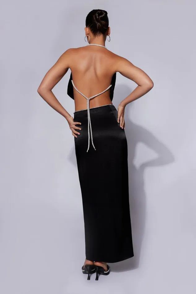 Women Meshki Bottoms Christie Diamante Rope Maxi Skirt 8211 Black