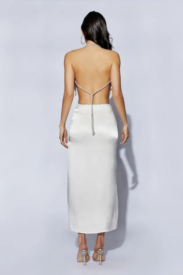 Women Meshki Bottoms Christie Diamante Rope Maxi Skirt 8211 White