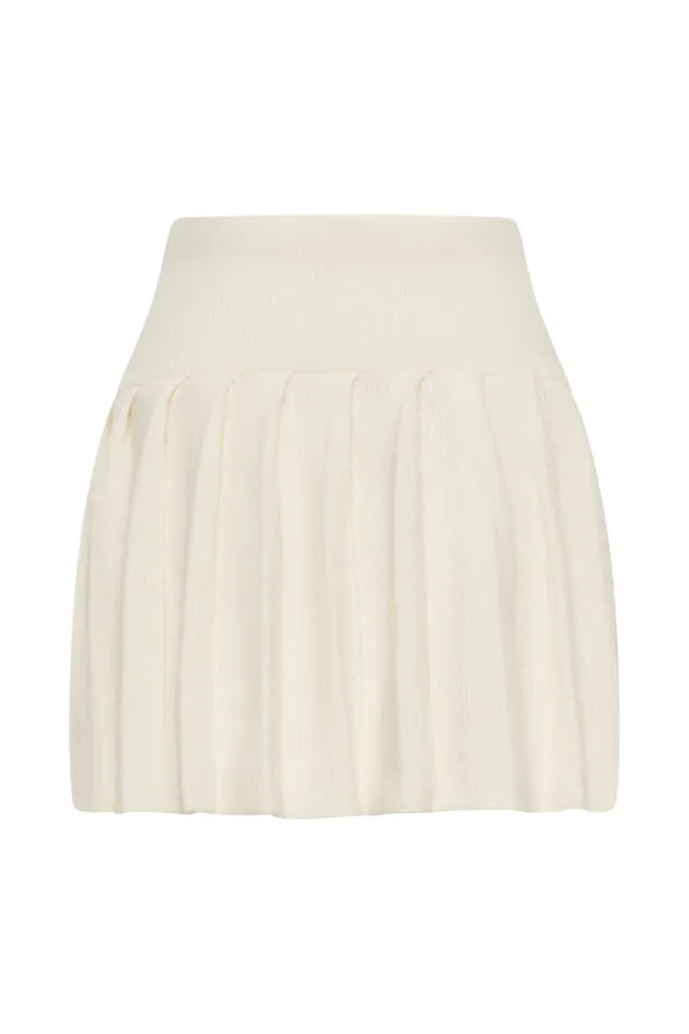 Women Meshki Bottoms Dionne Pleated Knit Mini Skirt 8211 Ivory Marle