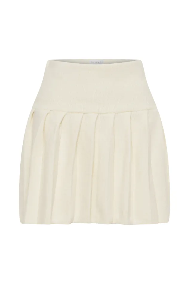 Women Meshki Bottoms Dionne Pleated Knit Mini Skirt 8211 Ivory Marle