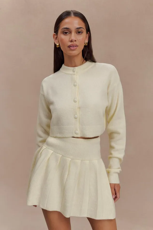 Women Meshki Bottoms Dionne Pleated Knit Mini Skirt 8211 Ivory Marle