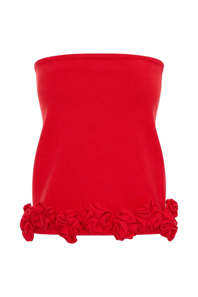 Women Meshki Bottoms Gianna Knit Mini Skirt With Flowers 8211 Red