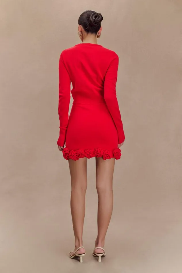 Women Meshki Bottoms Gianna Knit Mini Skirt With Flowers 8211 Red