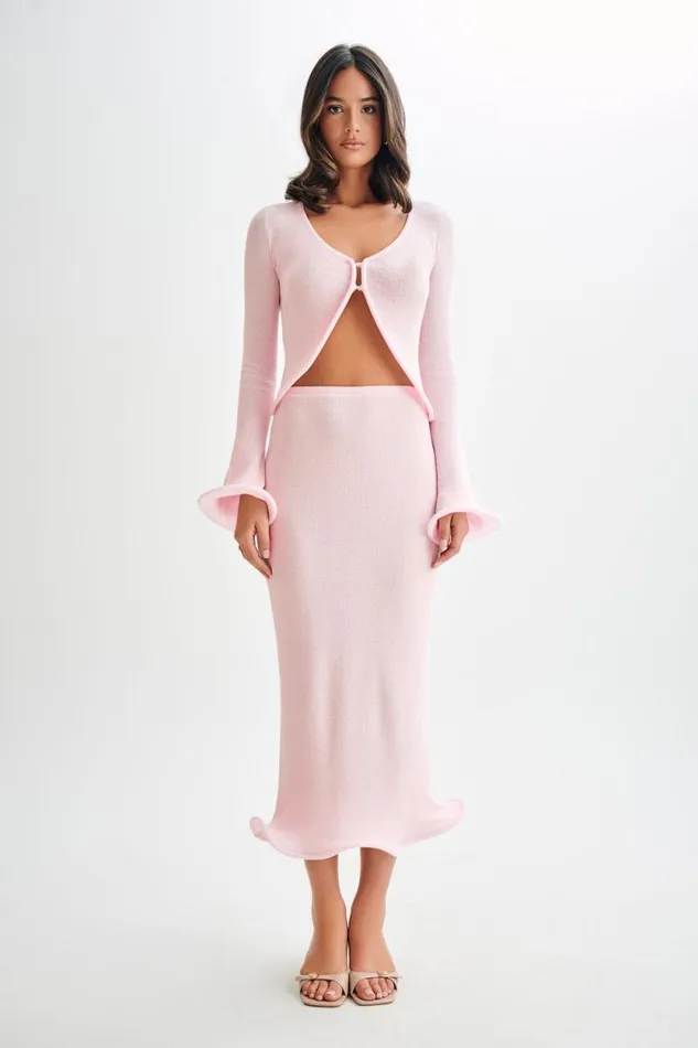 Women Meshki Bottoms Gigi Knit Midi Skirt 8211 Misty Rose