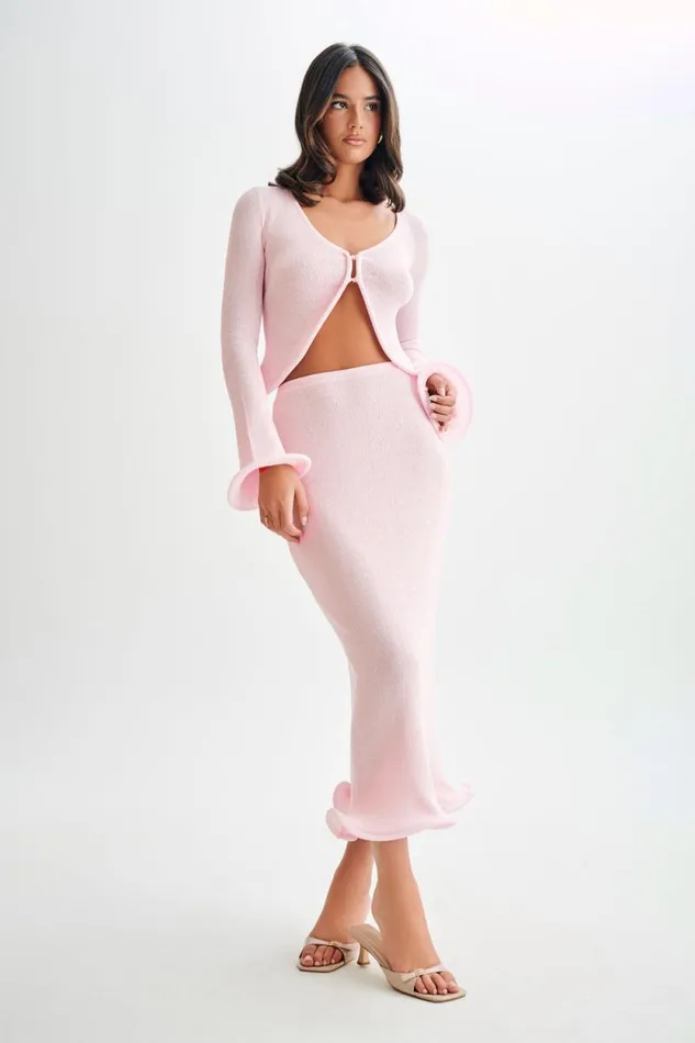 Women Meshki Bottoms Gigi Knit Midi Skirt 8211 Misty Rose