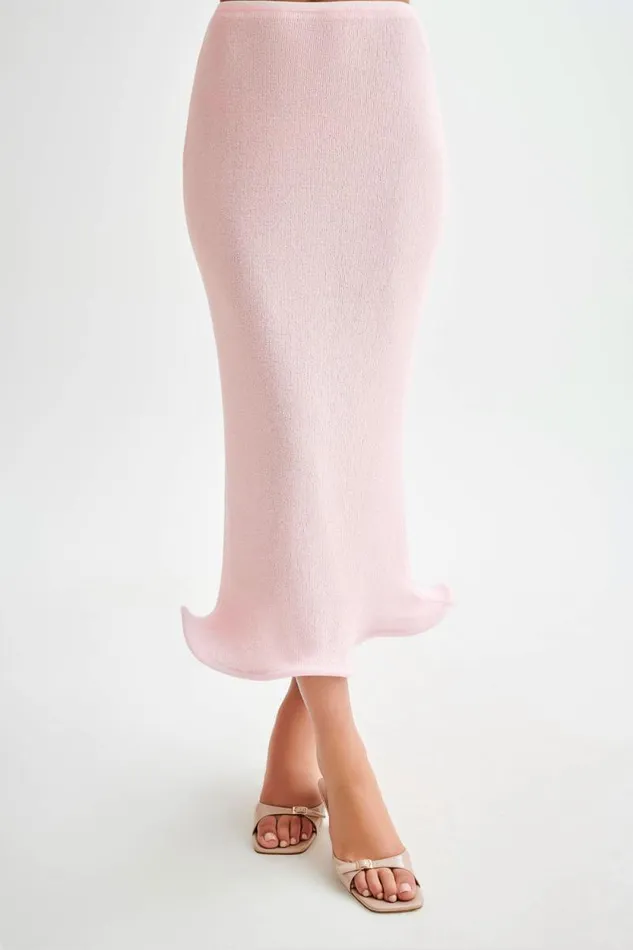 Women Meshki Bottoms Gigi Knit Midi Skirt 8211 Misty Rose