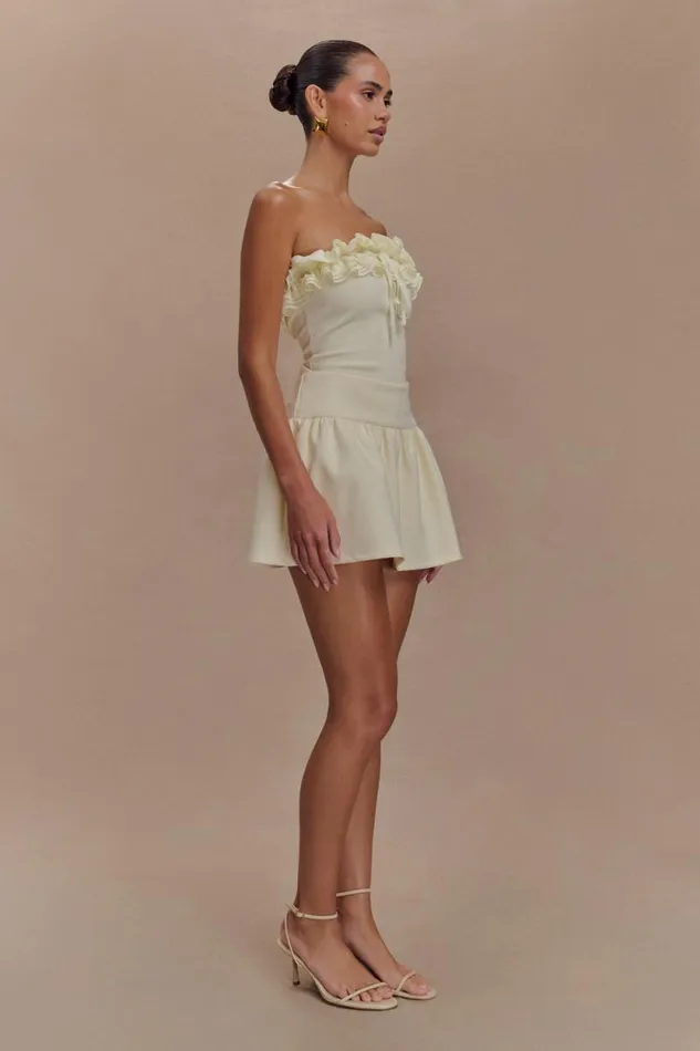 Women Meshki Bottoms Jennie Frill Mini Skort 8211 Ivory
