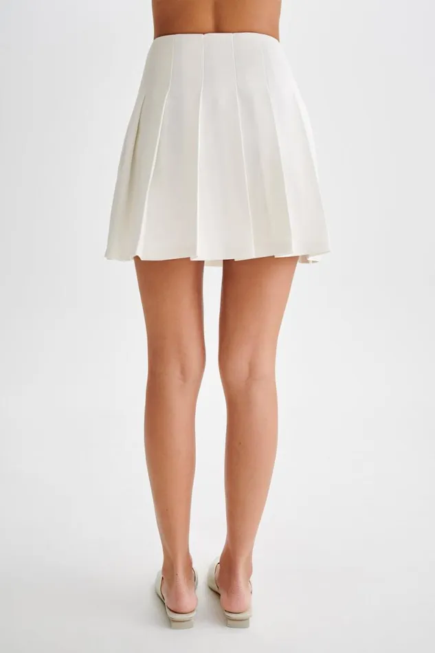 Women Meshki Bottoms Julianna Cotton Pleated Mini Skirt 8211 White