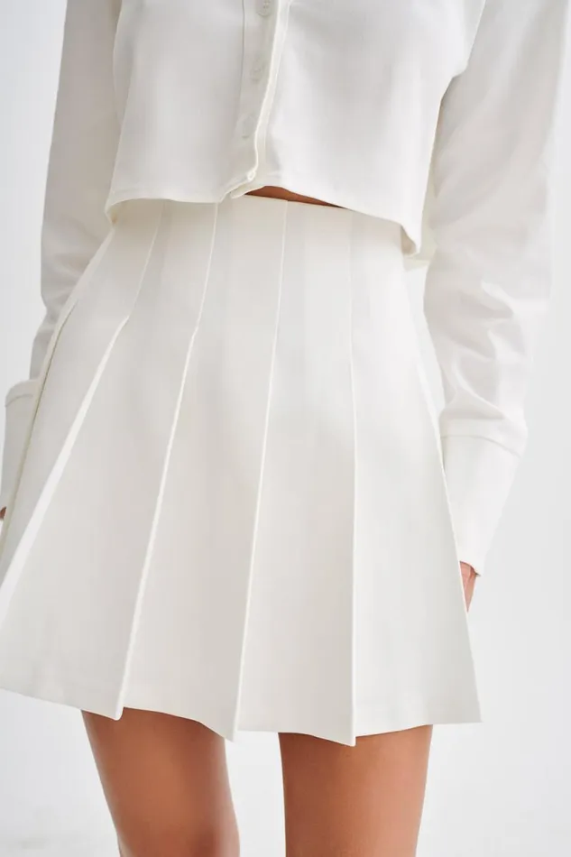 Women Meshki Bottoms Julianna Cotton Pleated Mini Skirt 8211 White