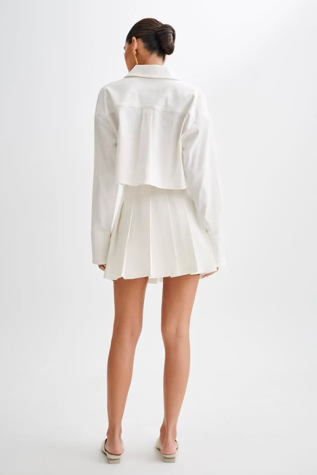 Women Meshki Bottoms Julianna Cotton Pleated Mini Skirt 8211 White
