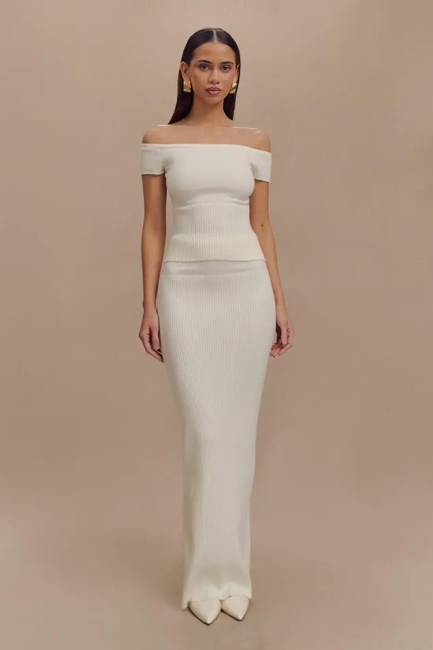 Women Meshki Bottoms Mathilde Ribbed Knit Maxi Skirt 8211 Ivory