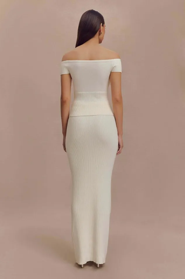 Women Meshki Bottoms Mathilde Ribbed Knit Maxi Skirt 8211 Ivory