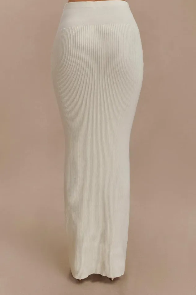 Women Meshki Bottoms Mathilde Ribbed Knit Maxi Skirt 8211 Ivory