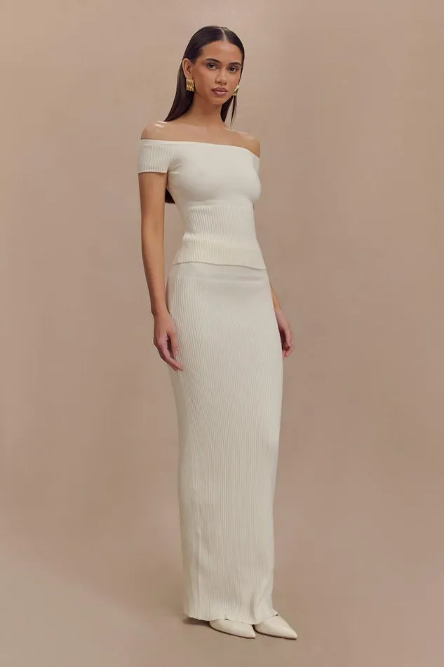 Women Meshki Bottoms Mathilde Ribbed Knit Maxi Skirt 8211 Ivory
