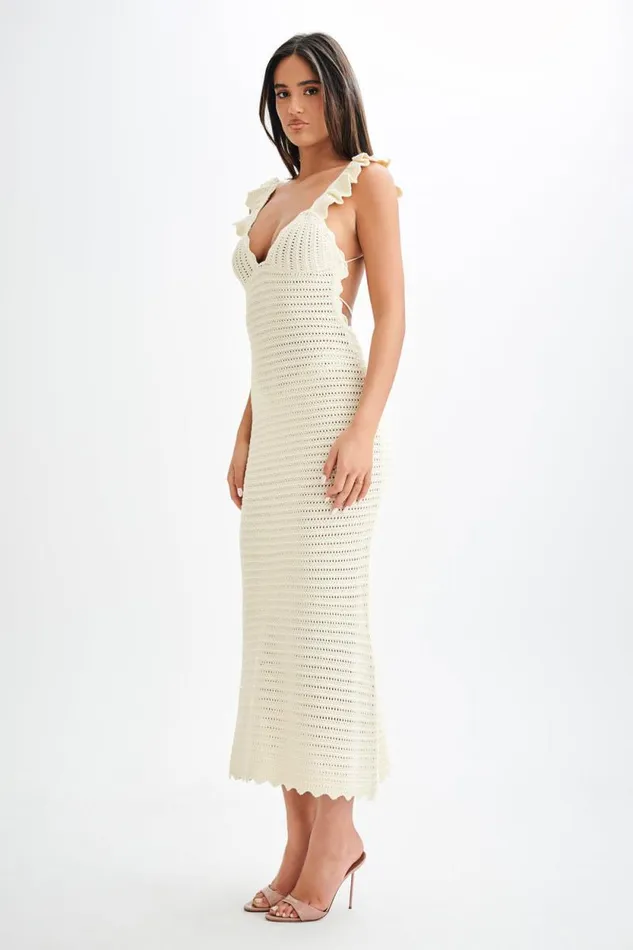 Women Meshki Bottoms Perpetua Knit Contrast Maxi Dress 8211 Cream
