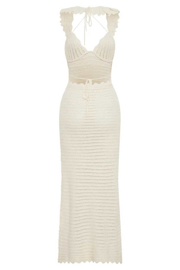 Women Meshki Bottoms Perpetua Knit Contrast Maxi Dress 8211 Cream