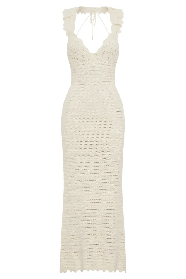 Women Meshki Bottoms Perpetua Knit Contrast Maxi Dress 8211 Cream