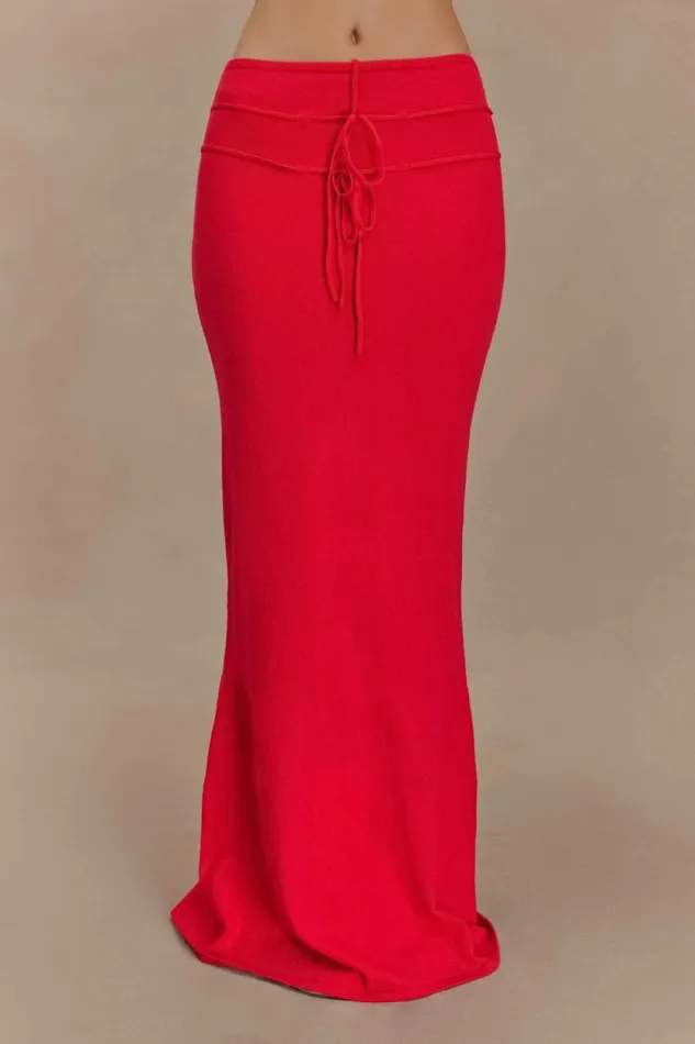 Women Meshki Bottoms Polly Knit Maxi Skirt 8211 Red
