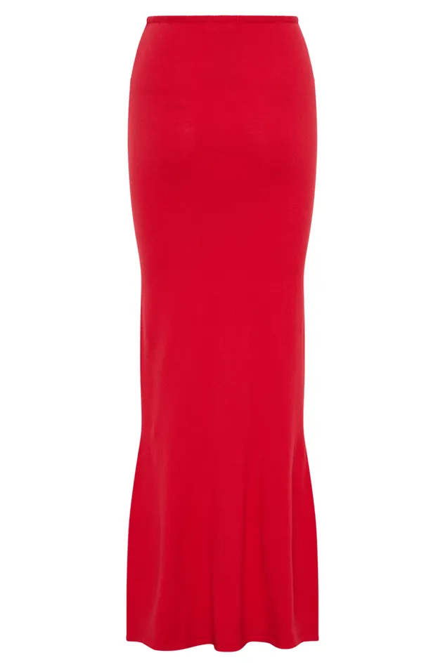 Women Meshki Bottoms Polly Knit Maxi Skirt 8211 Red