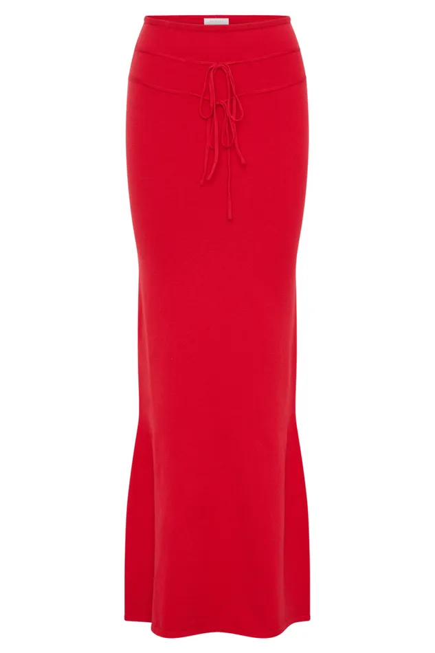 Women Meshki Bottoms Polly Knit Maxi Skirt 8211 Red