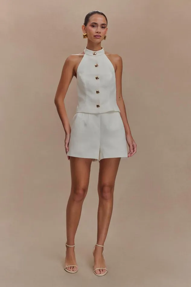 Women Meshki Bottoms Silas High Waist Shorts 8211 White