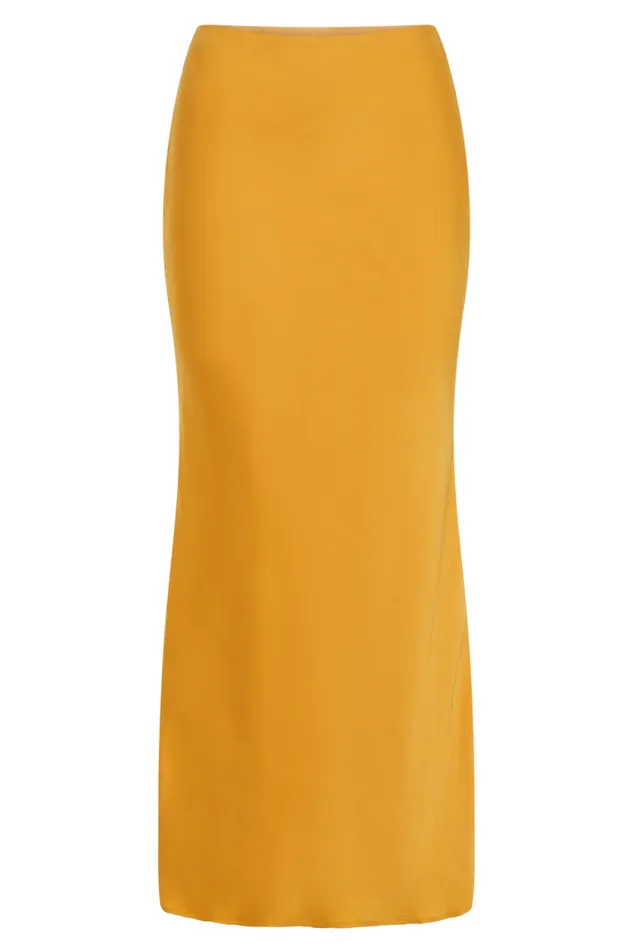 Women Meshki Bottoms Viviana Satin Maxi Skirt 8211 Tangerine