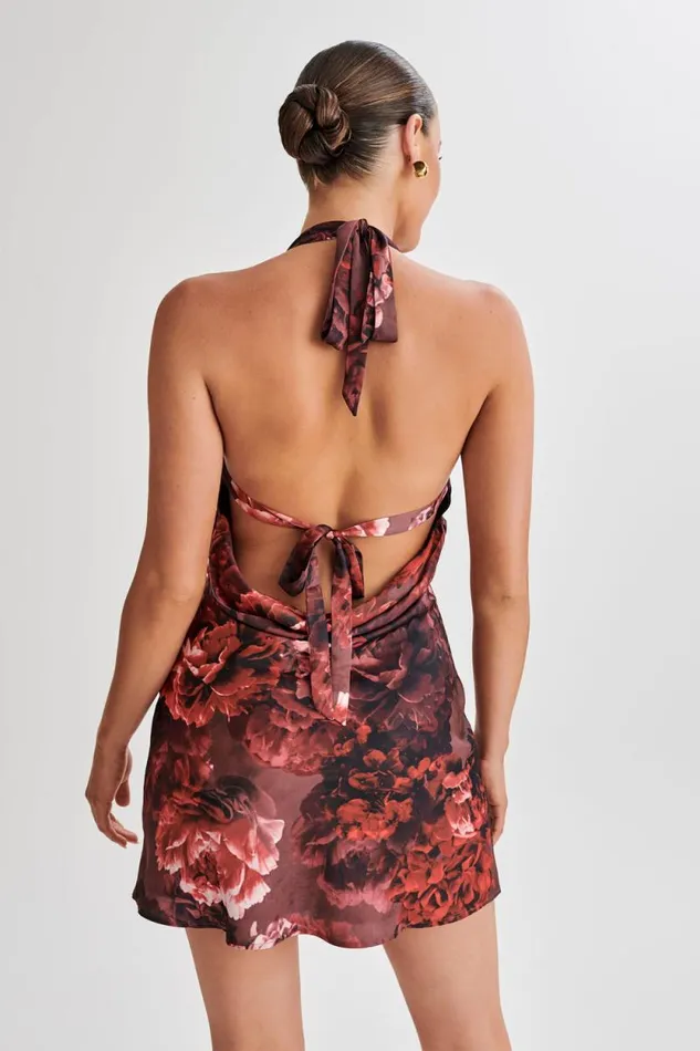 Women Meshki Dresses Aimee Halter Mini Dress 8211 Peony Print