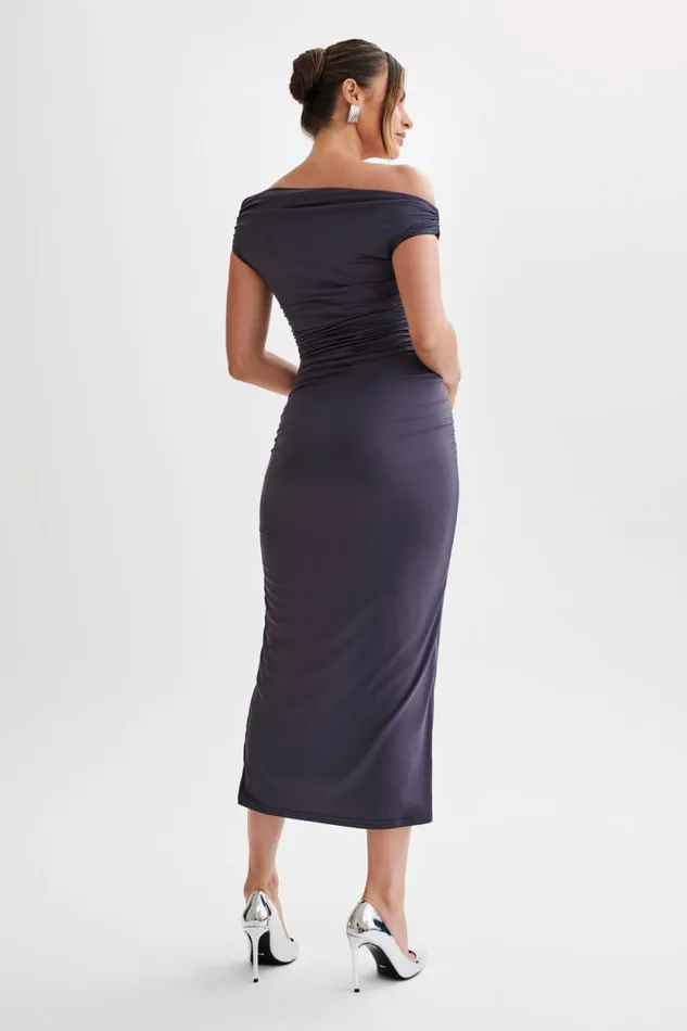 Women Meshki Dresses Alayna Recycled Nylon Midi Dress 8211 Charcoal
