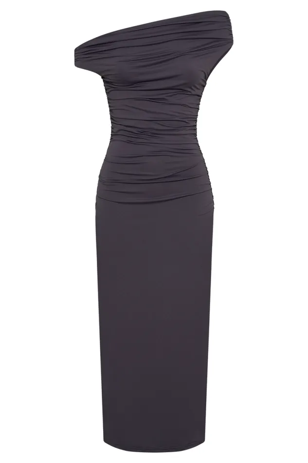 Women Meshki Dresses Alayna Recycled Nylon Midi Dress 8211 Charcoal