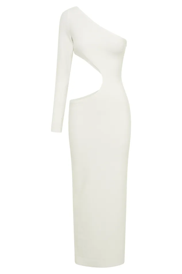 Women Meshki Dresses Alisson Hot Fix Crepe One Shoulder Maxi Dress 8211 White