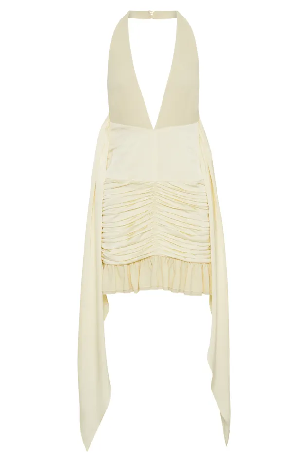 Women Meshki Dresses Ambrosi Satin Chiffon Mini Dress 8211 Lemon Sherbet