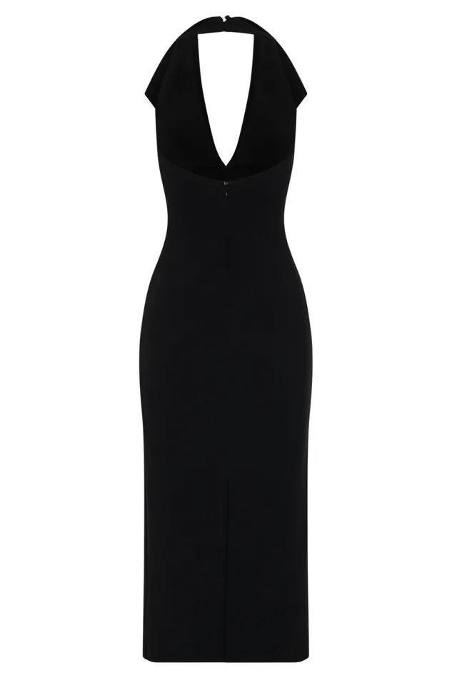 Women Meshki Dresses Annita Crepe Halter Midi Dress 8211 Black