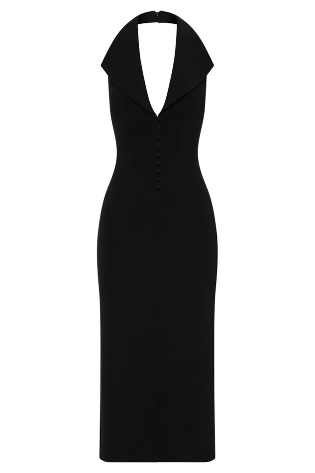 Women Meshki Dresses Annita Crepe Halter Midi Dress 8211 Black