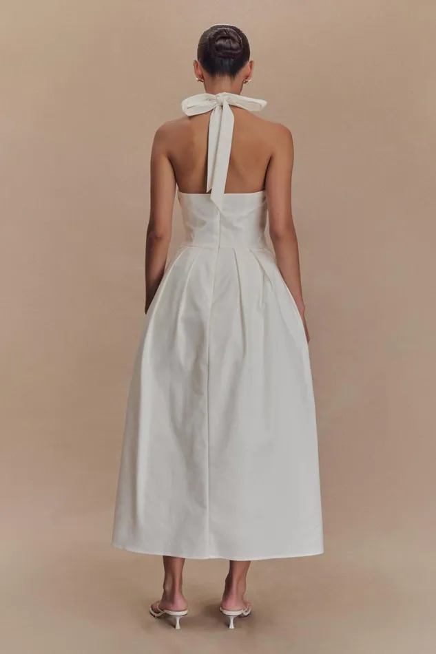 Women Meshki Dresses Candy Halter Midi Dress 8211 White
