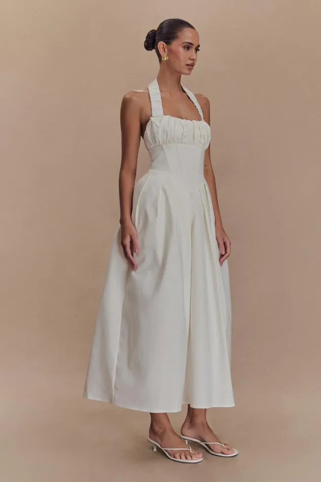 Women Meshki Dresses Candy Halter Midi Dress 8211 White