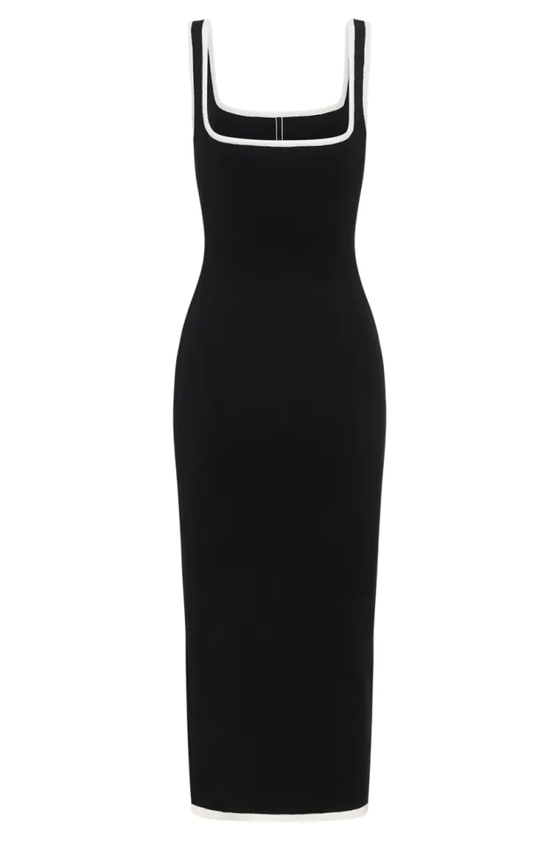 Women Meshki Dresses Eimear Contrast Knit Midi Dress 8211 BlackWhite