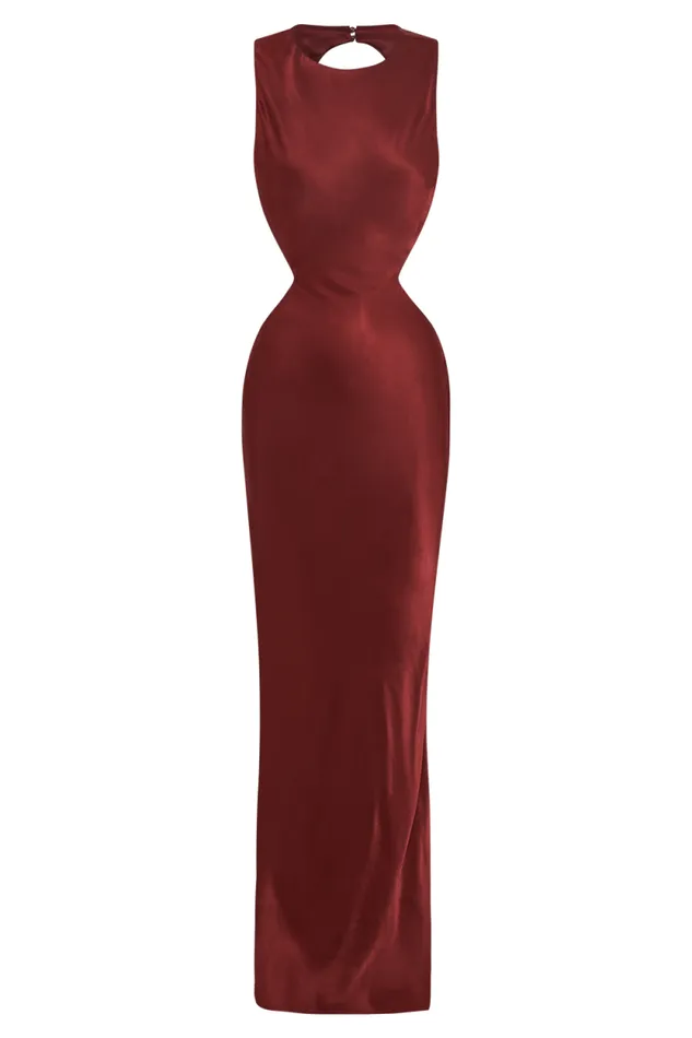Women Meshki Dresses Electra Satin Cut Out Maxi Dress 8211 Berry