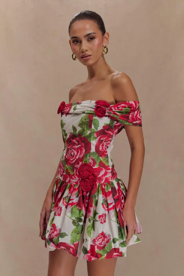 Women Meshki Dresses Giovanna Off Shoulder Mini Dress 8211 Sonia Rose Print