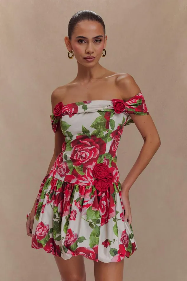 Women Meshki Dresses Giovanna Off Shoulder Mini Dress 8211 Sonia Rose Print