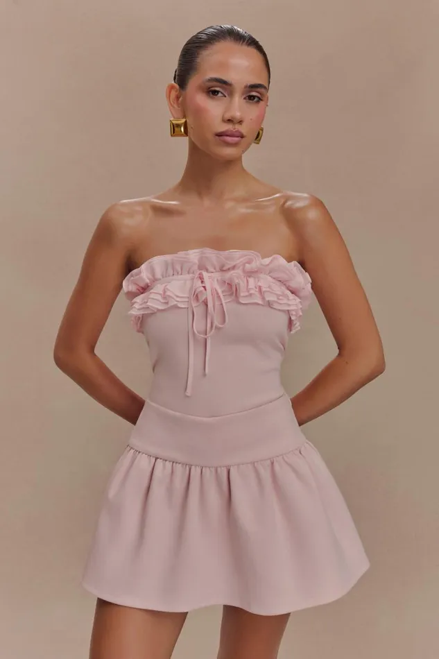 Women Meshki Dresses Jennie Frill Mini Skort 8211 Ballet Pink