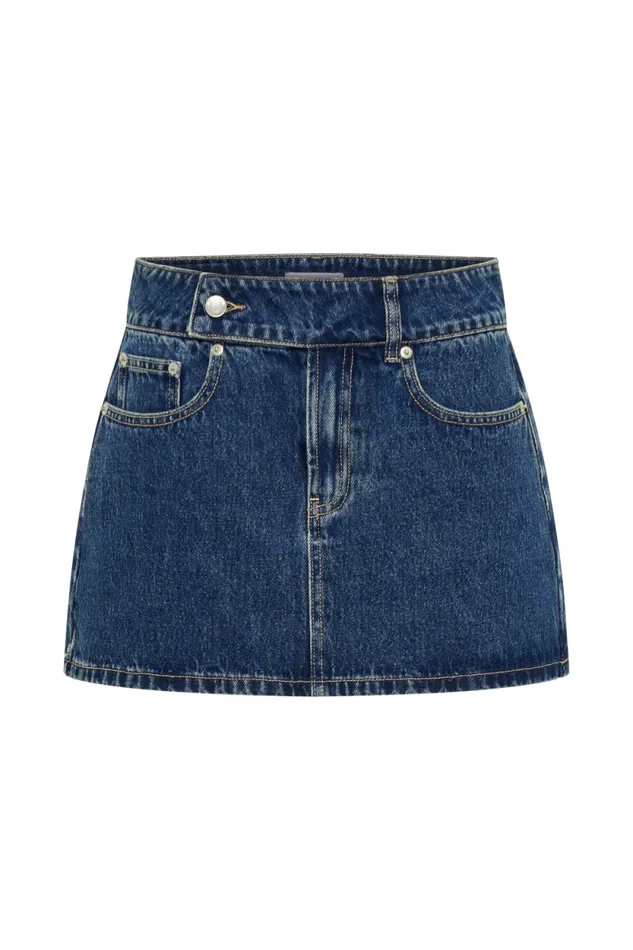 Women Meshki Dresses Julienne Denim Mini Skirt 8211 Dark Blue