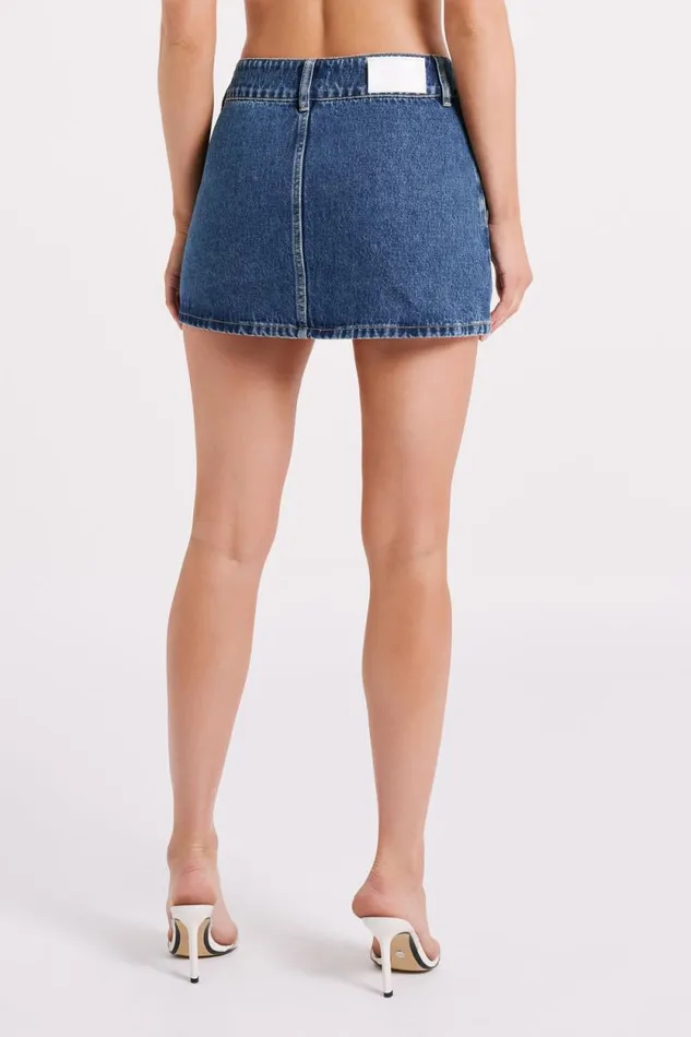 Women Meshki Dresses Julienne Denim Mini Skirt 8211 Dark Blue