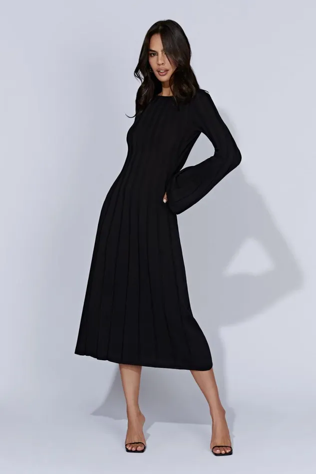 Women Meshki Dresses Juniper Flare Sleeve Knit Midi Dress 8211 Black Women Meshki Dresses Juniper Flare Sleeve Knit Midi Dress 8211 Black