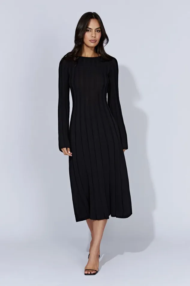 Women Meshki Dresses Juniper Flare Sleeve Knit Midi Dress 8211 Black Women Meshki Dresses Juniper Flare Sleeve Knit Midi Dress 8211 Black