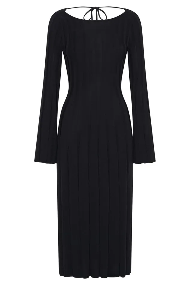 Women Meshki Dresses Juniper Flare Sleeve Knit Midi Dress 8211 Black Women Meshki Dresses Juniper Flare Sleeve Knit Midi Dress 8211 Black