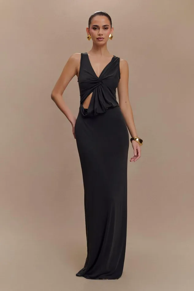 Women Meshki Dresses Kassidy Peached Jersey Maxi Dress 8211 Black