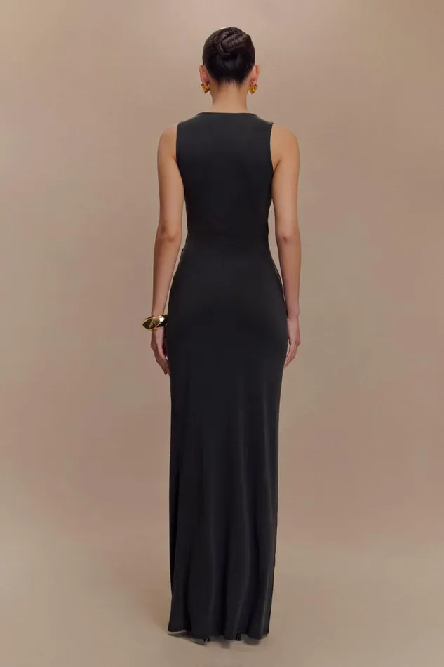 Women Meshki Dresses Kassidy Peached Jersey Maxi Dress 8211 Black