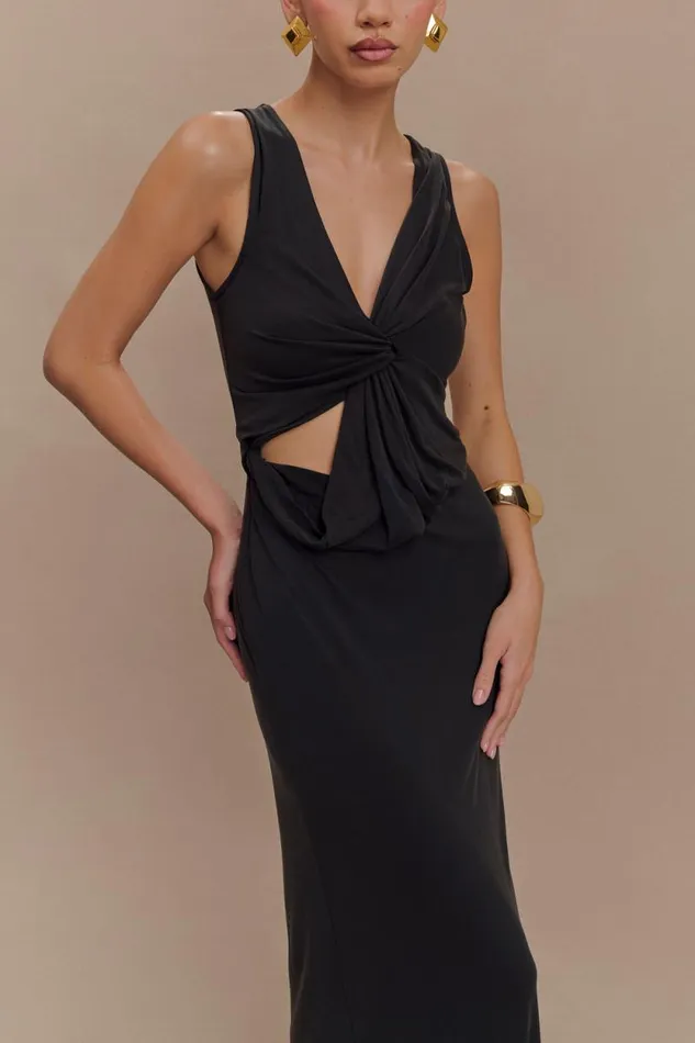 Women Meshki Dresses Kassidy Peached Jersey Maxi Dress 8211 Black
