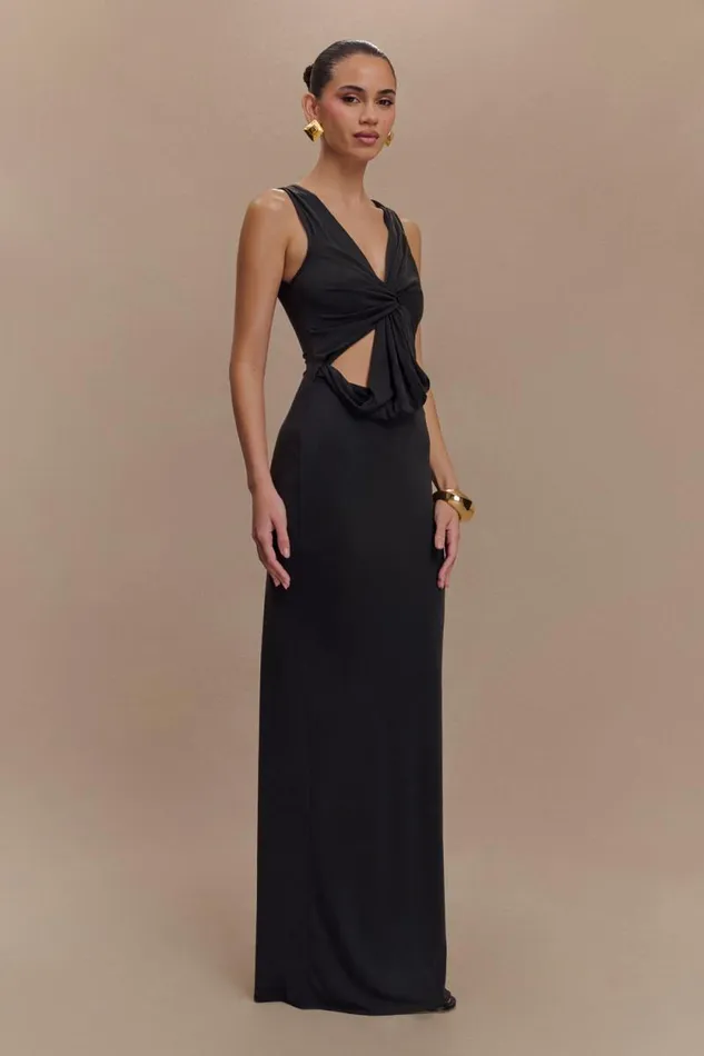 Women Meshki Dresses Kassidy Peached Jersey Maxi Dress 8211 Black